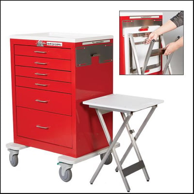 Folding seat for med cart